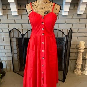 Fun midi length button down dress!